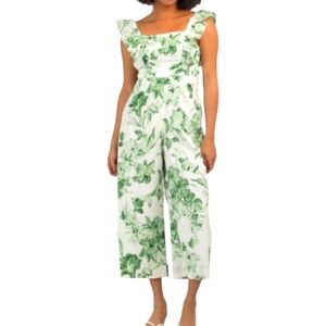 Floral Green and White Jumpsuit